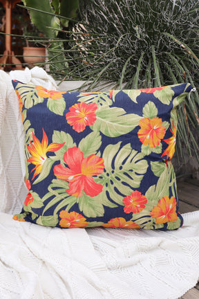 Capa de Almofada em Gorgurinho Flores Azul Marinho 45x45