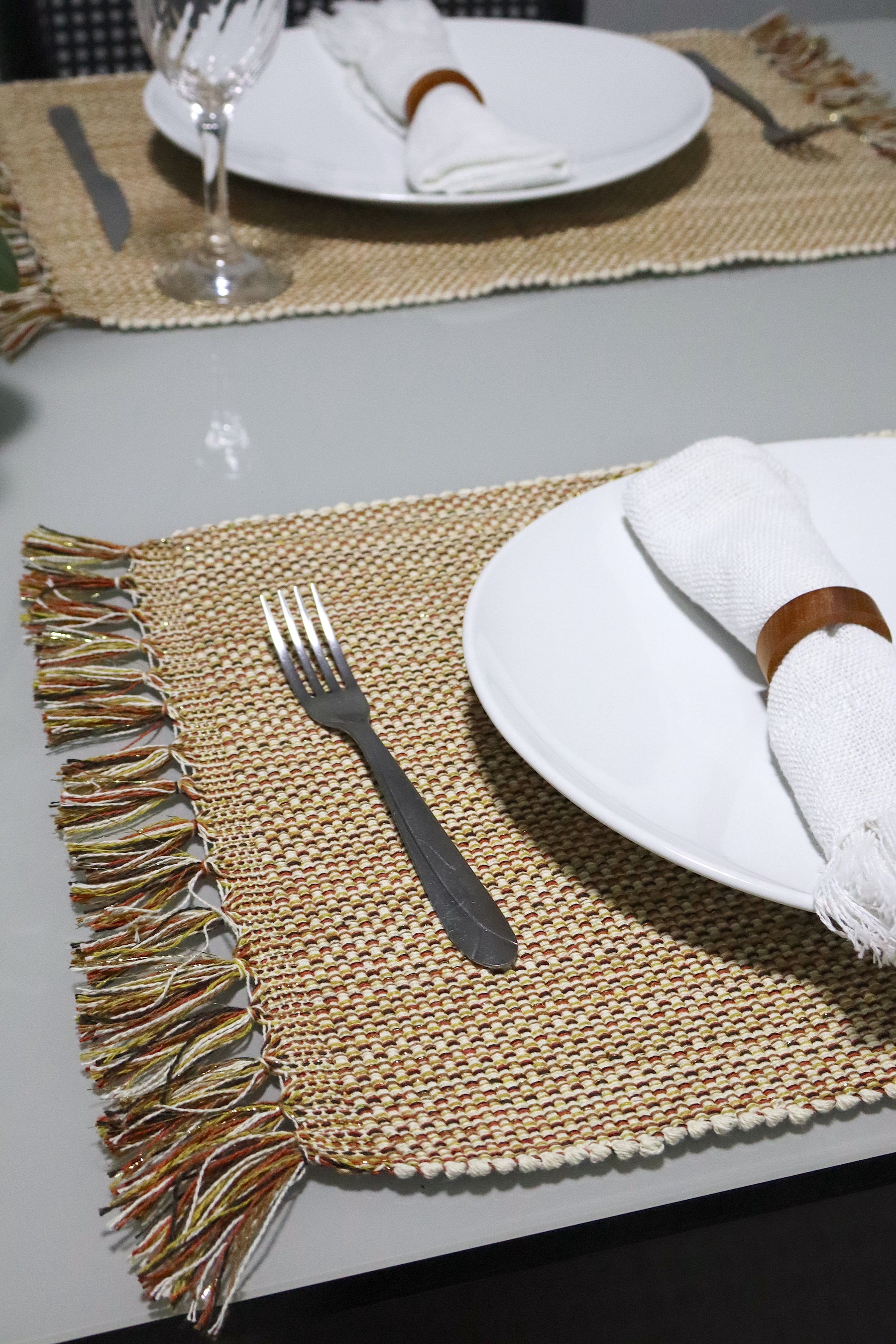 Par Lugar Americano Linha com Fio Lurex Mesclado