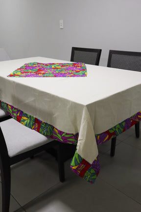 Toalha De Mesa Chita com Composê Vermelha Colorida Geométrica 1,5mx2,2m