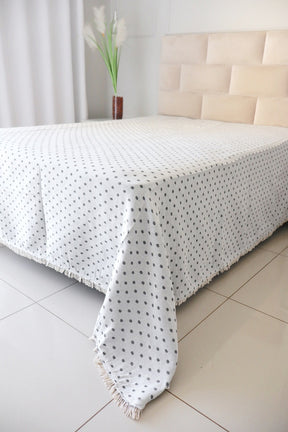 Colcha Casal Bolinhas Dupla Face Cinza 2,10x2,40m