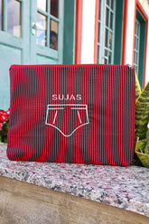 Necessaire Porta Cueca Limpinha Sujinha G Preta e Vermelha