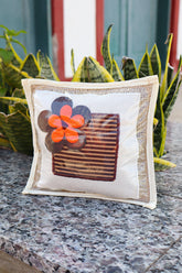 Peso de Porta Quadrado Juta Flor Laranja