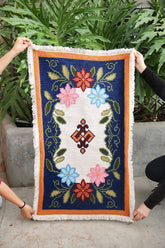 Tapete Arraiolo 0,86x1,05m Azul