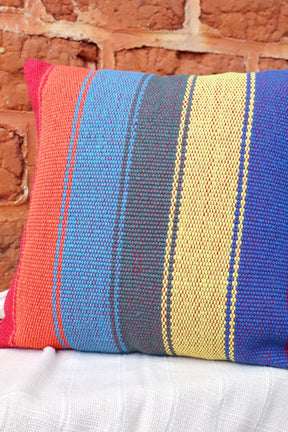 Capa de Almofada em Linha 100% Algodão Colorida Arco Íris 50x50
