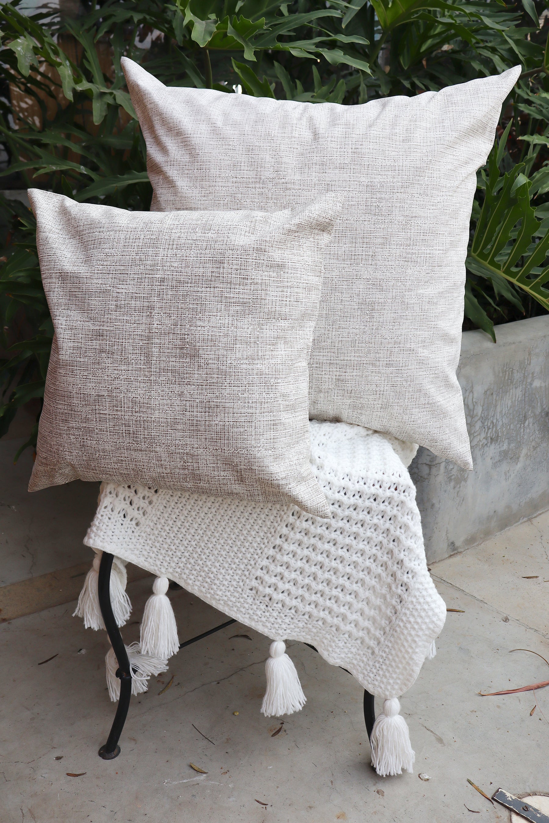 Capa de Almofada Impermeável Belize Mesclada Cru 65x65