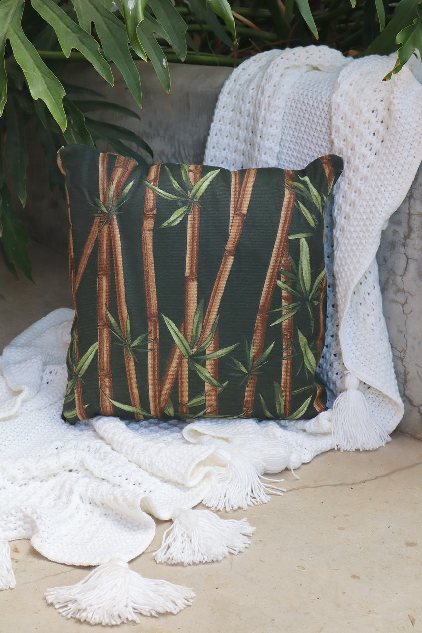 Capa de Almofada em Gorgurinho Bambu Escura 45x45