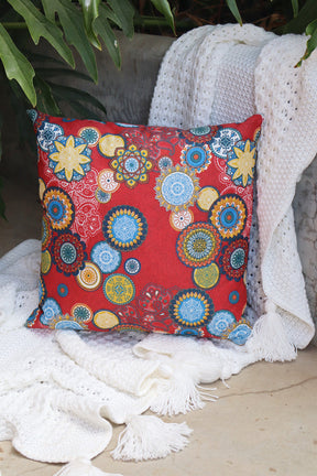 Capa de Almofada em Gorgurinho Mandala Vermelha 45x45