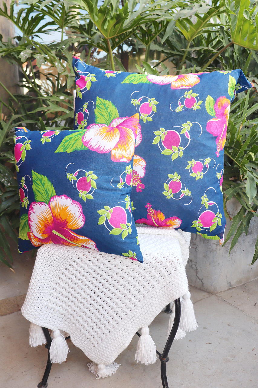 Capa de Almofada Chita Azul Escuro 45x45
