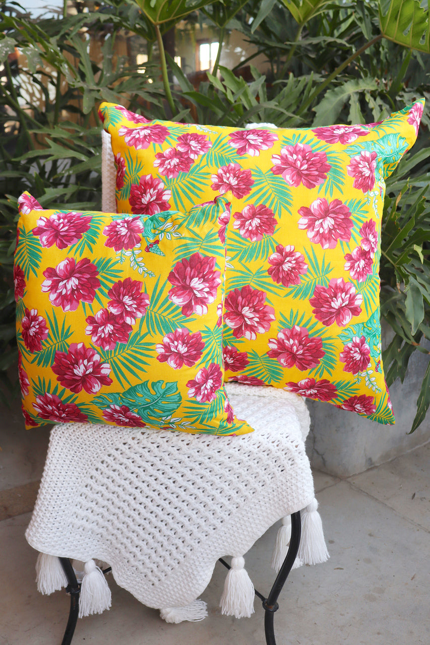 Capa de Almofada Chita Amarela 45x45