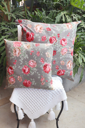 Capa de Almofada Impermeável Belize Floral Cinza 65x65