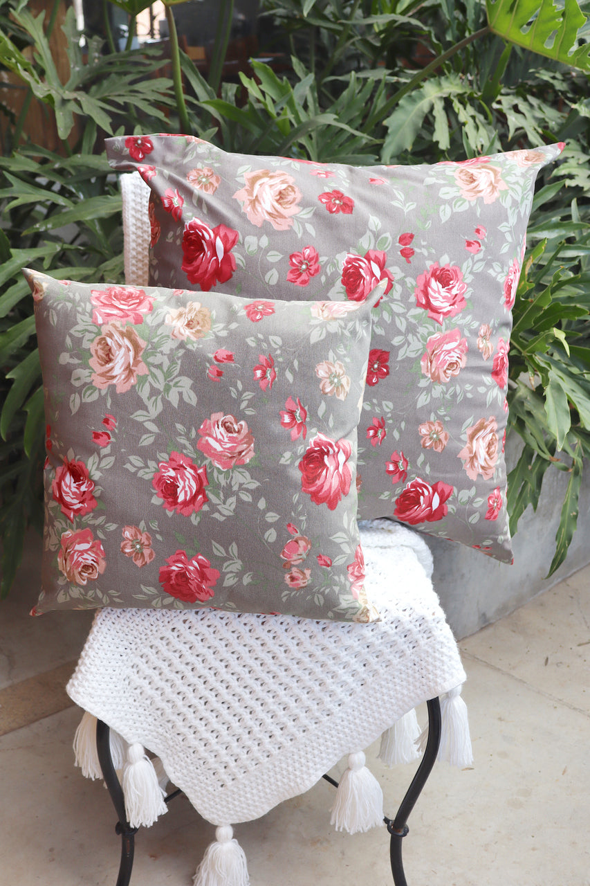 Capa de Almofada Impermeável Belize Floral Cinza 65x65