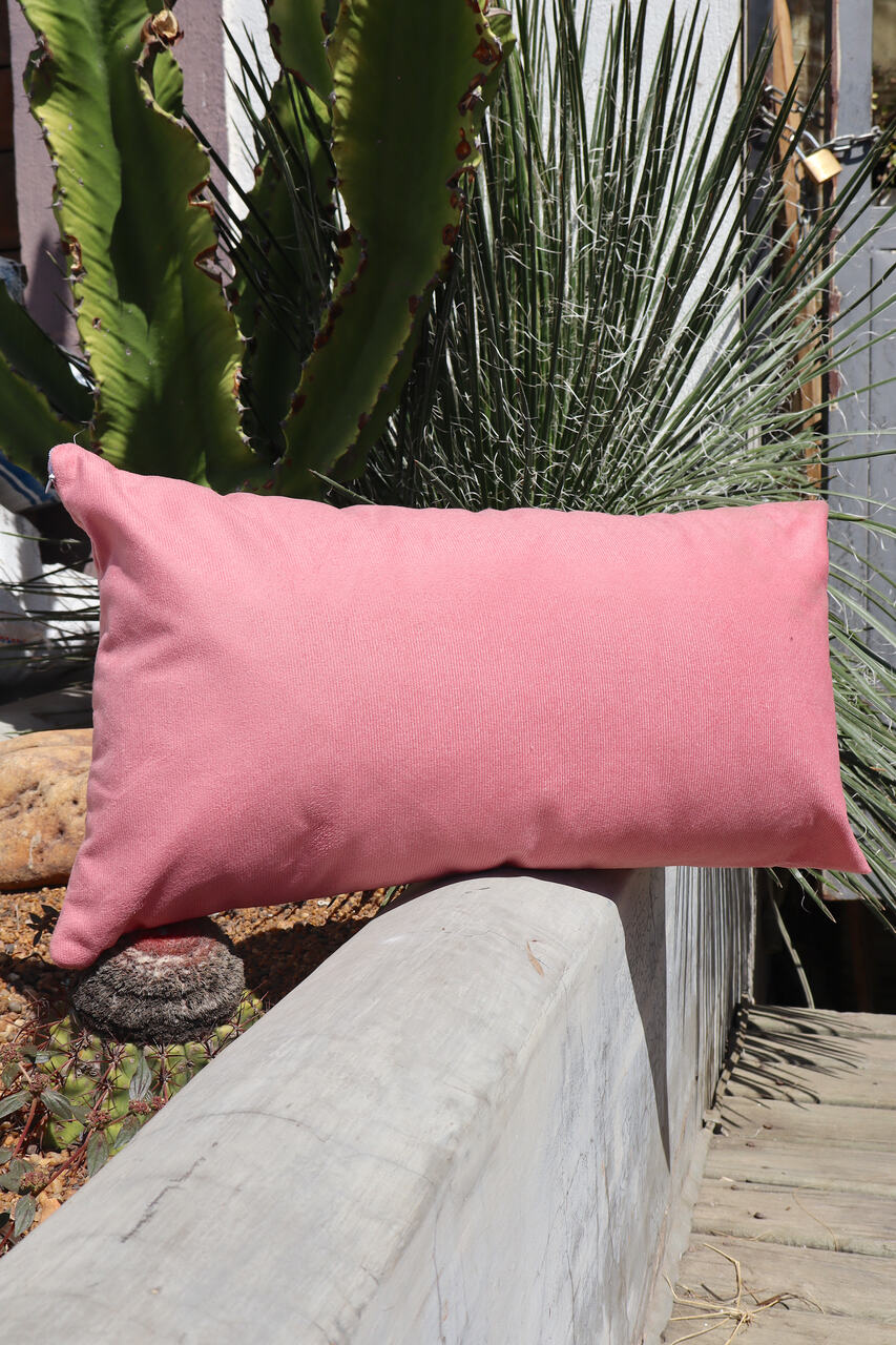 Capa de Almofada Baguete Retangular Suede Lisa Rosa - 30x50