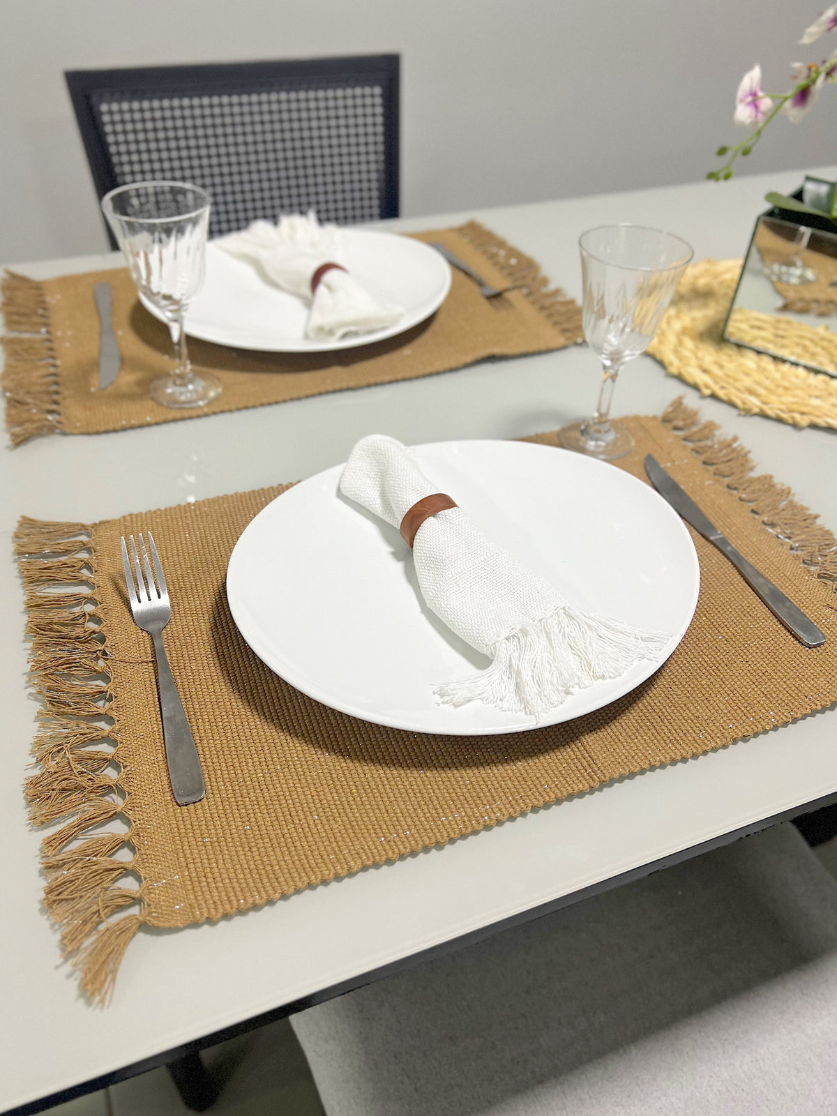 Par Lugar Americano Linha com Fio Lurex Café com Leite