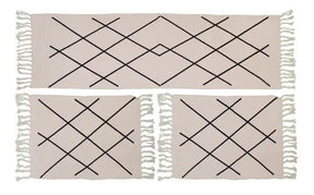 Jogo de Passadeira e Tapetes para Cozinha Minimalista 3 peças Pintado Listras