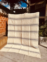 Tapete Algodão Bordado Listrado Cinza 2,00x2,50m