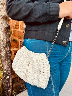 Bolsa Crochê Sanfoninha Cru