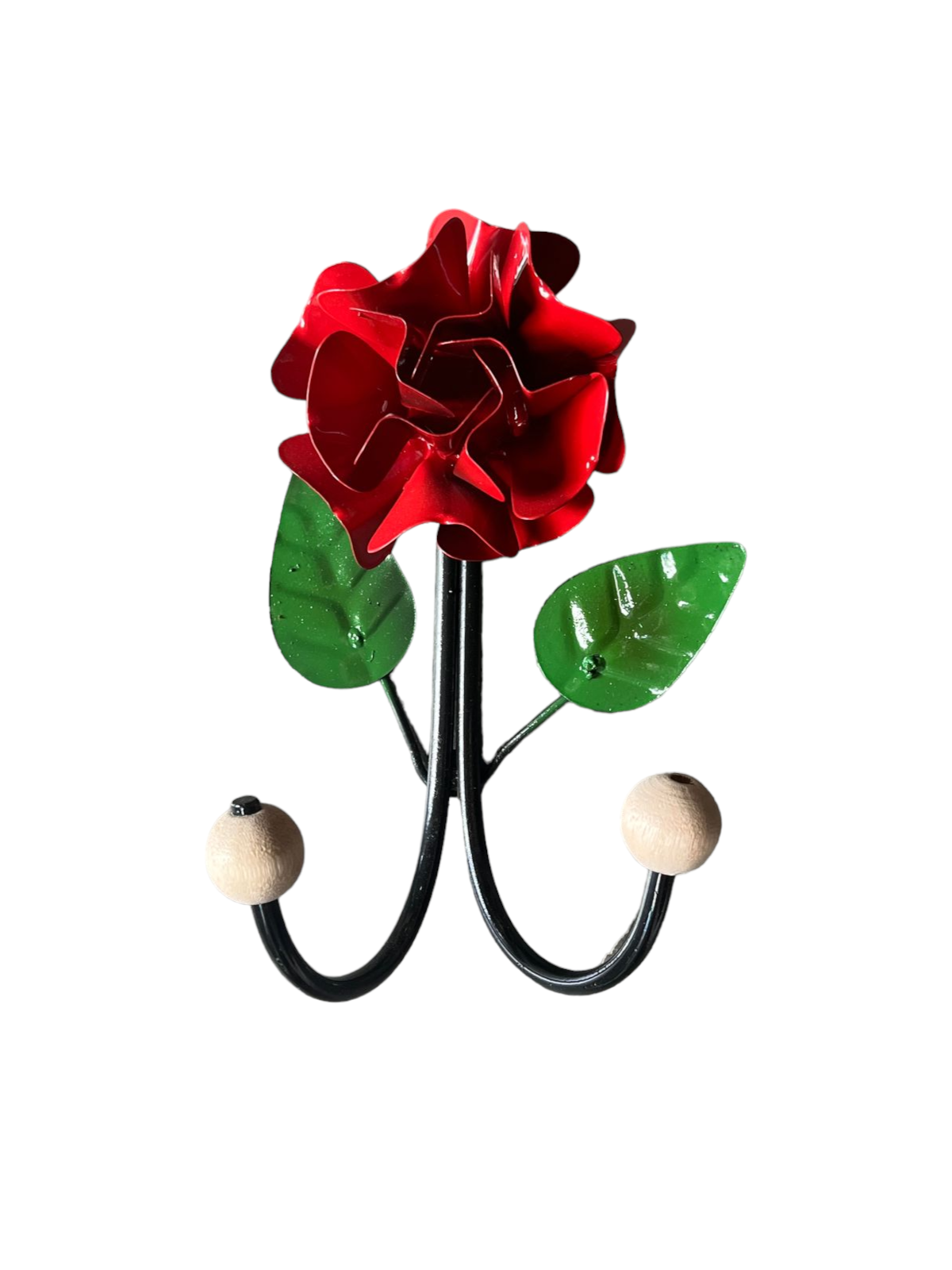 Suporte de Flor em Ferro com Dois Ganchos Vermelho