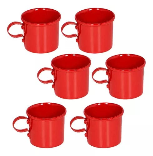 Kit 6 Canecas Coloridas Alumínio Vermelha