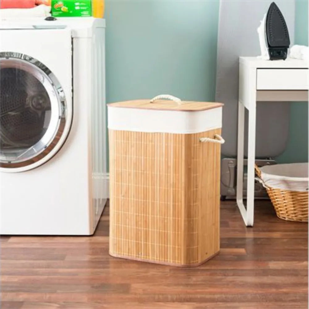 Cesto Organizador de Roupa Suja Forrado em Bambu