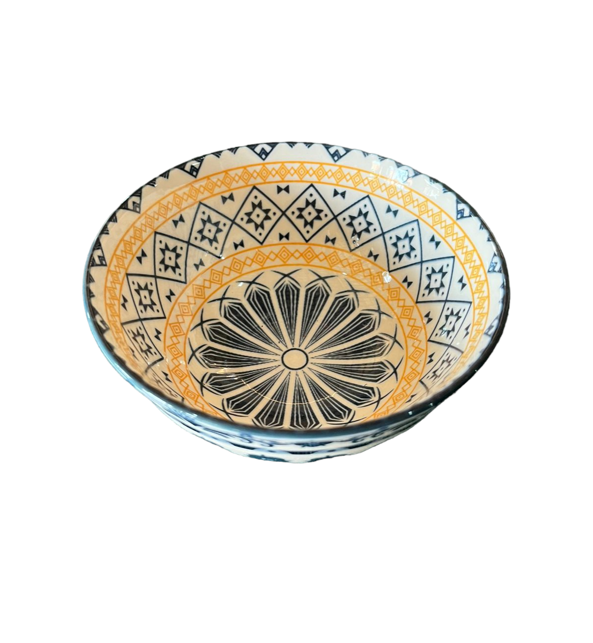 Bowl Decorativo em Cerâmica Azul e Amarelo P
