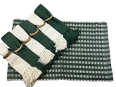 Kit De Jogo Americano, Guardanapo e Argola 6 lugares Verde Sem Franja