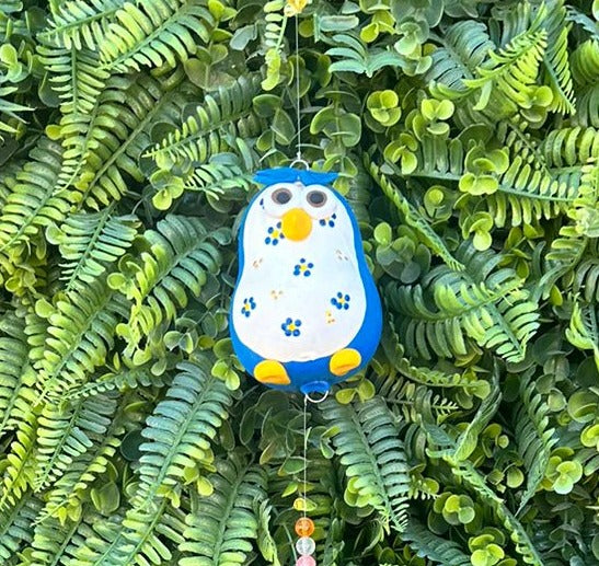 Móbile de Coruja em Cabaça Azul