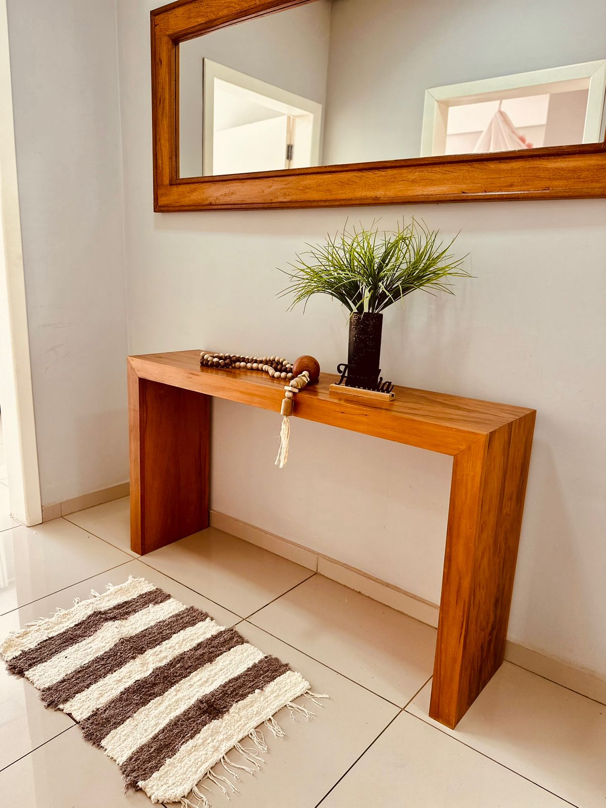 Tapete Algodão Felpudo Café com Leite Listrado 50x80