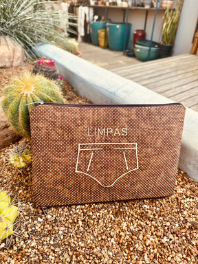 Necessaire Porta Cueca Limpinha Sujinha P Poá Marrom