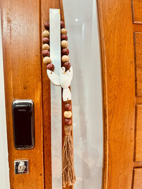 Enfeite de Porta / Mini Colar / Terço de Mesa Decorativo Divino Vinho e Bege