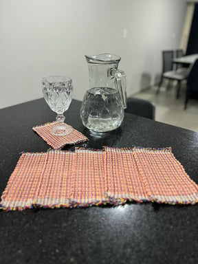 Kit 6 Porta Copos / Descanso Para Copos em Malha Salmão
