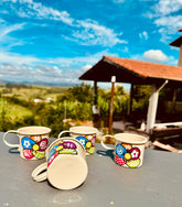 Kit 4 Canecas Alumínio Pintada Bege