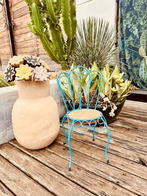 Cadeirinha Infantil / Jardim em Ferro e Madeira Azul P