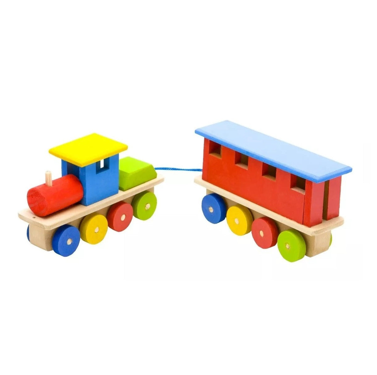 Trem Trenzinho Vagão Brinquedo De Madeira Multicolorido