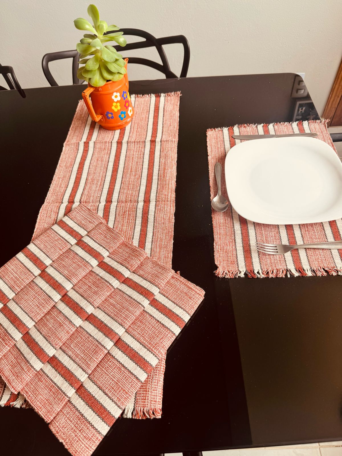 Jogo Americano Comum Terracota Mesclado 7 Peças