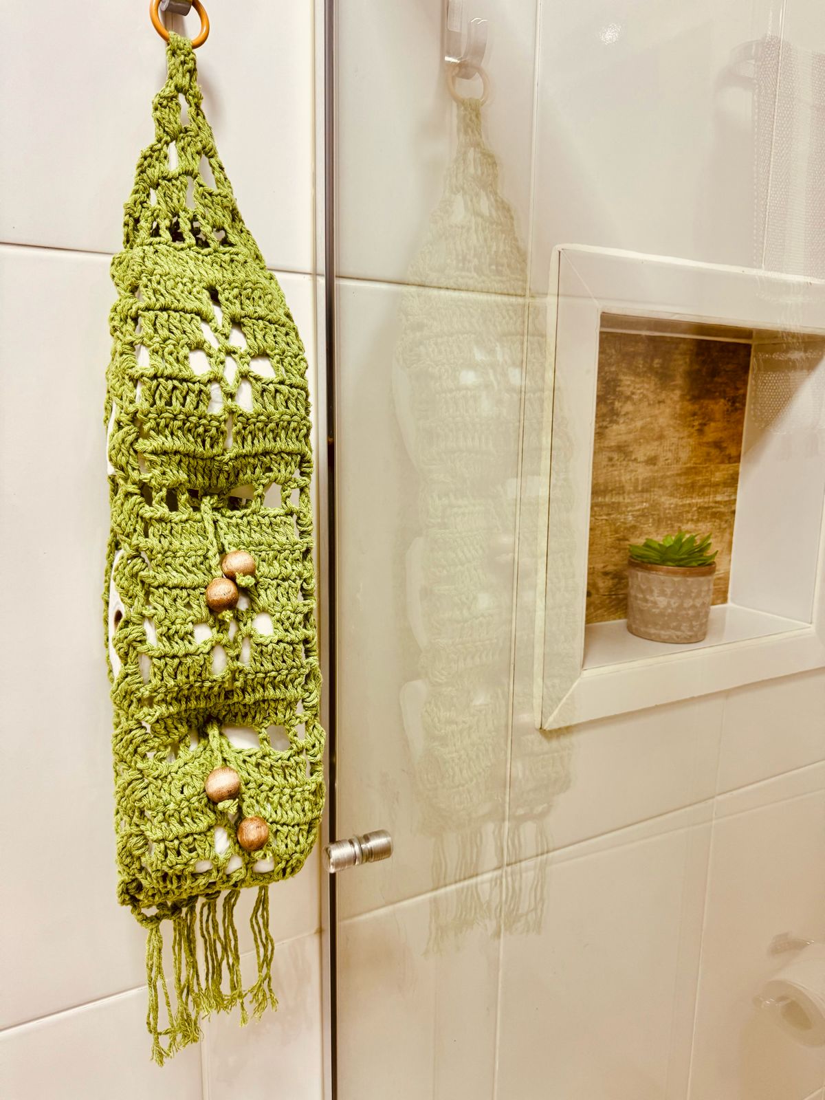 Porta Papel Higiênico em Crochê Verde Claro