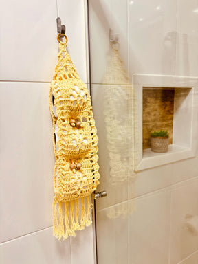 Porta Papel Higiênico em Crochê Mostarda