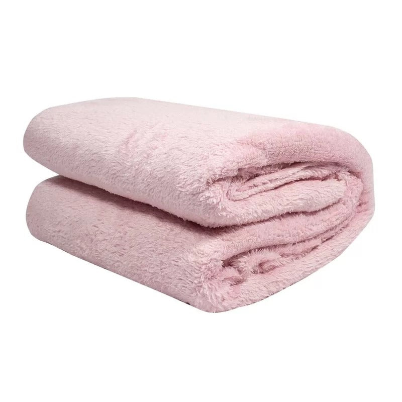 Cobertor Manta Microfibra Aveludada 1,80x2,00m Rosa Claro