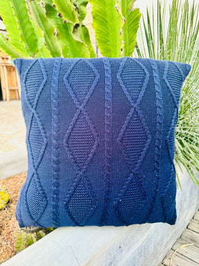 Capa de Almofada Decorativa Trico Azul 45x45cm