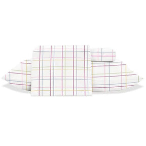Jogo de Cama Jolitex Lençol King 3 Peças Branco Quadriculado