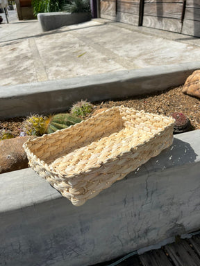 Cesta Porta Pão Mole Retangular em Palha de Milho (P, M e G)