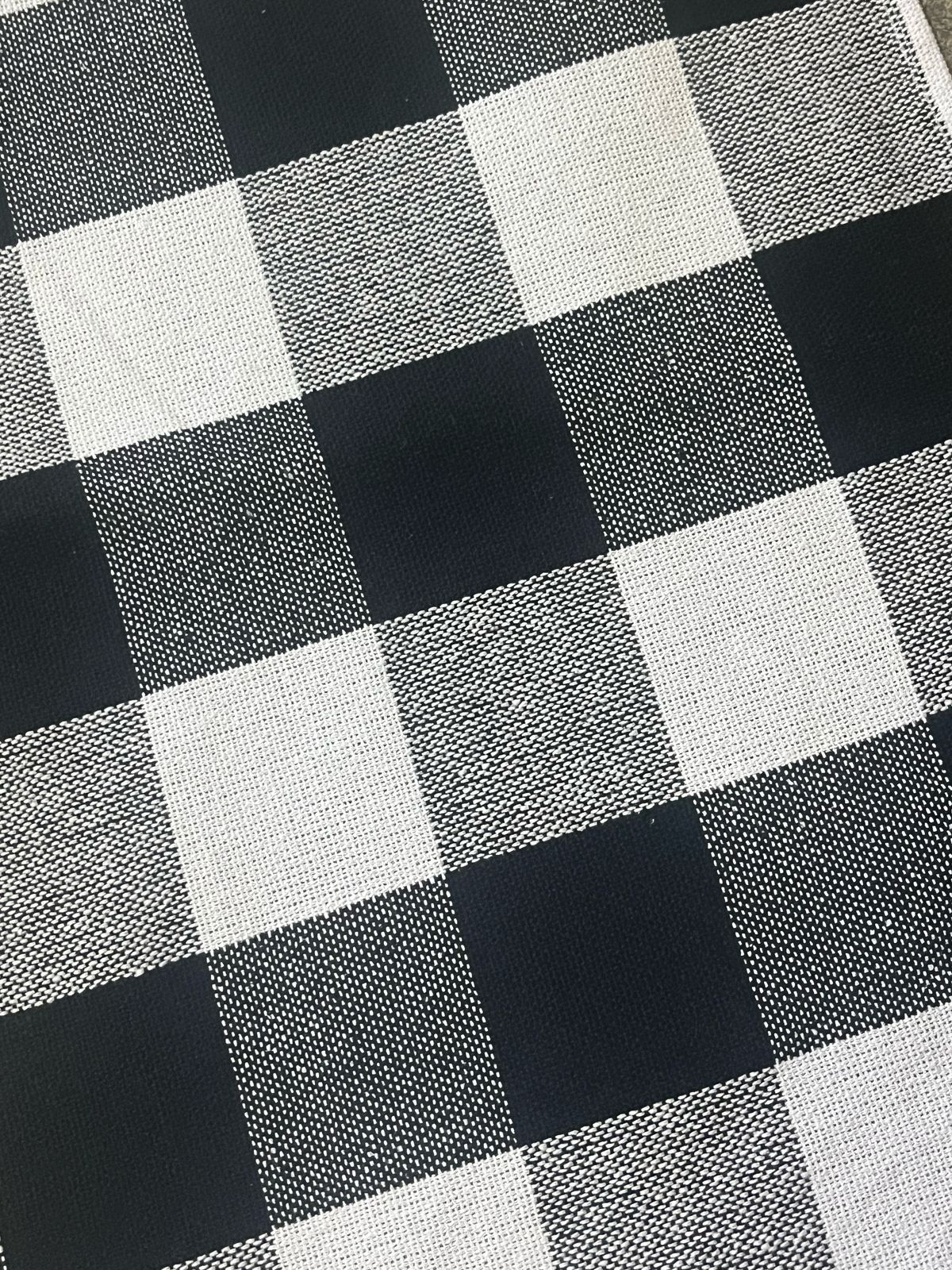 Caminho de Mesa Algodão Xadrez Preto e Branco sem Franja 1,5m