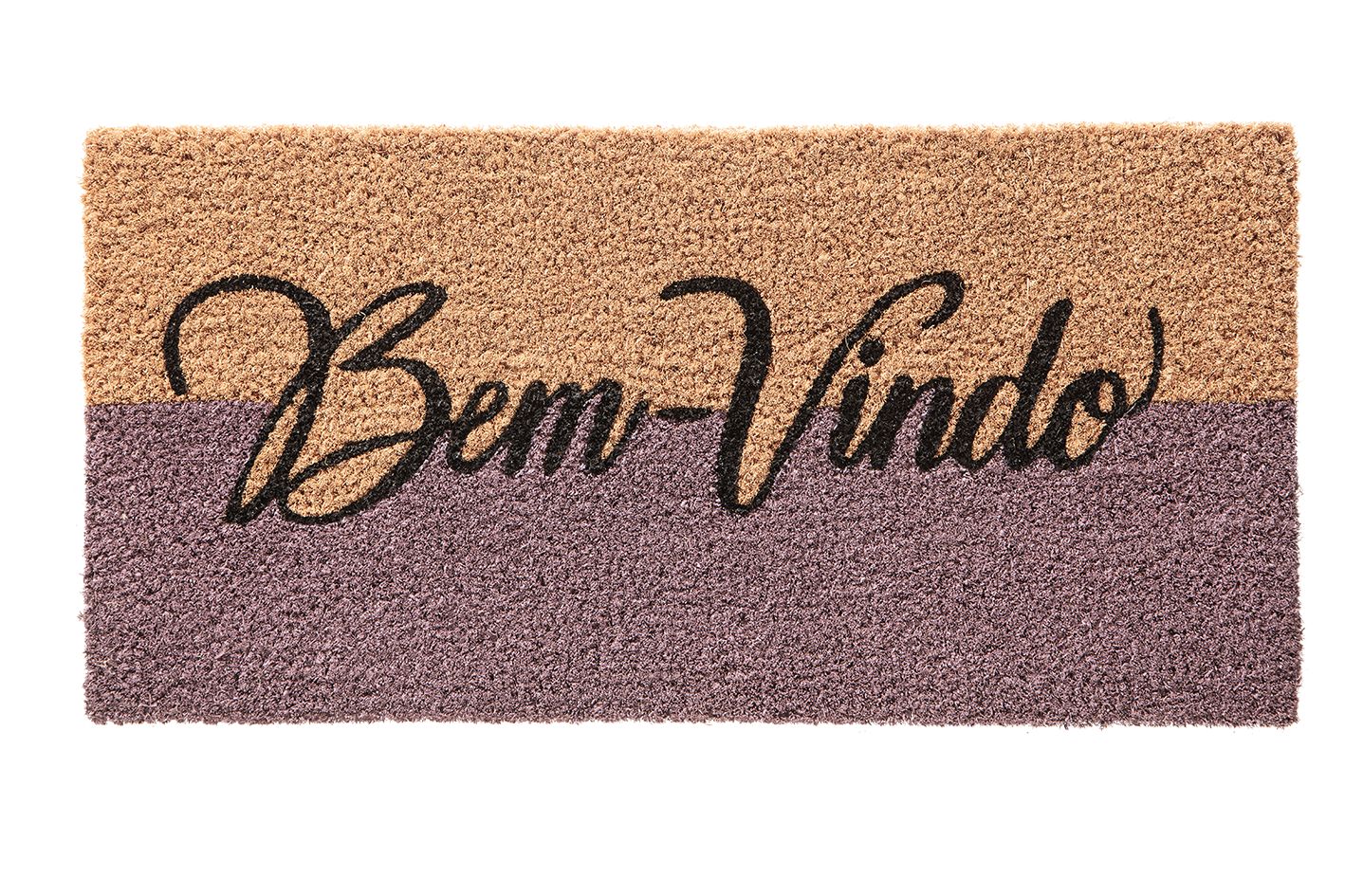 Tapete Bem Vindo Fibra de Coco Antiderrapante Bem Vindo Lilás
