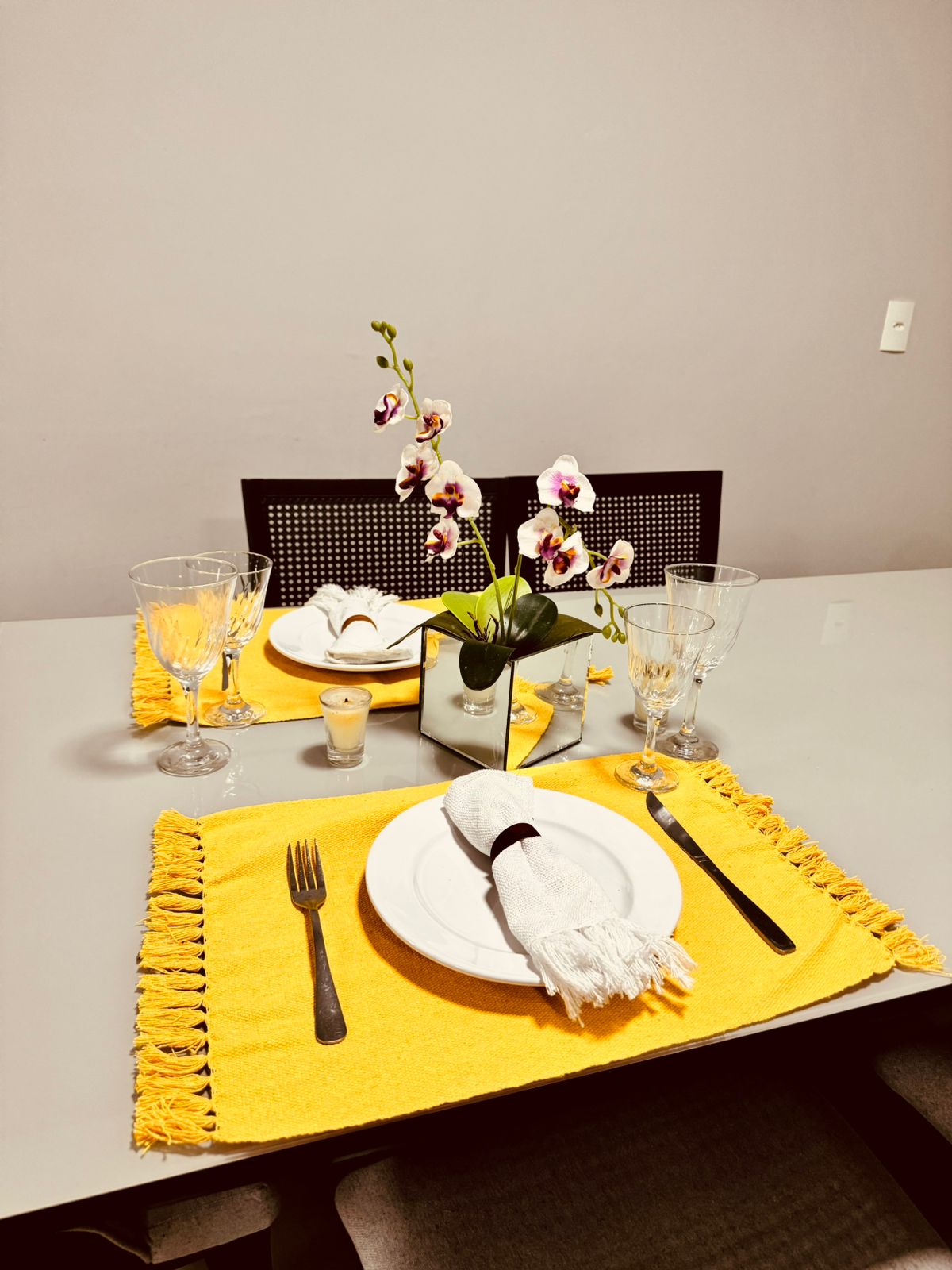 Par Jogo Americano Linha Amarelo Liso