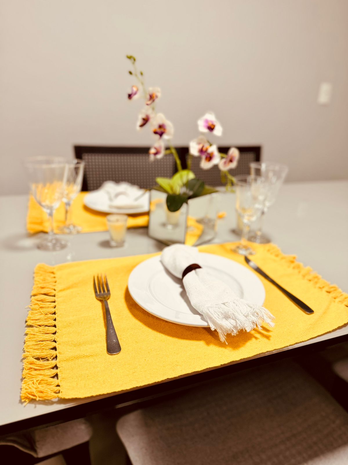 Par Jogo Americano Linha Amarelo Liso
