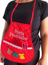 Avental Porta Prendedor de Roupas Vermelho