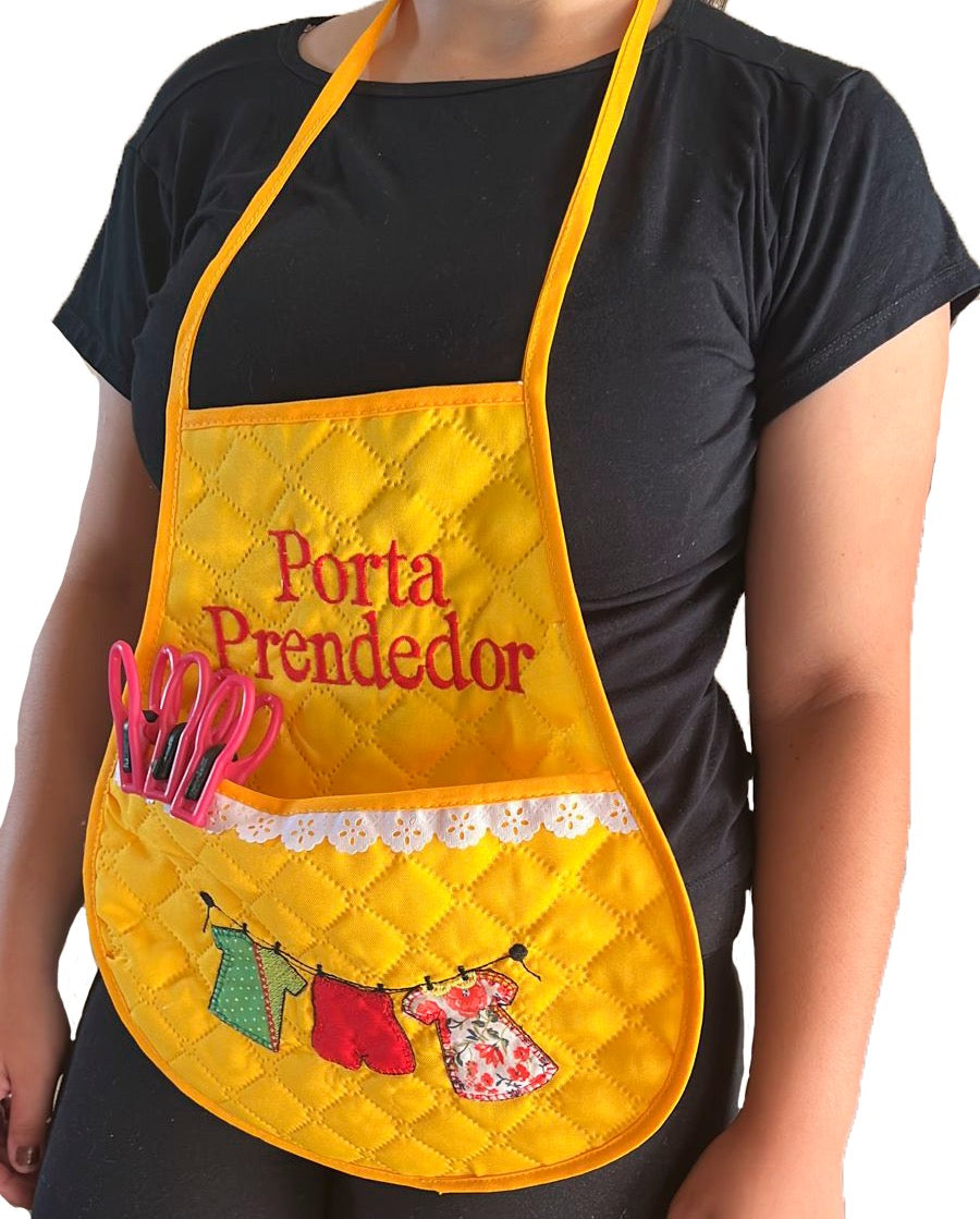 Avental Porta Prendedor de Roupas Amarelo