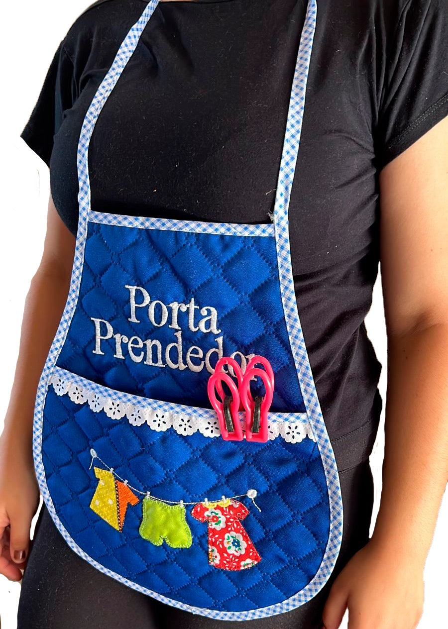 Avental Porta Prendedor de Roupas Azul