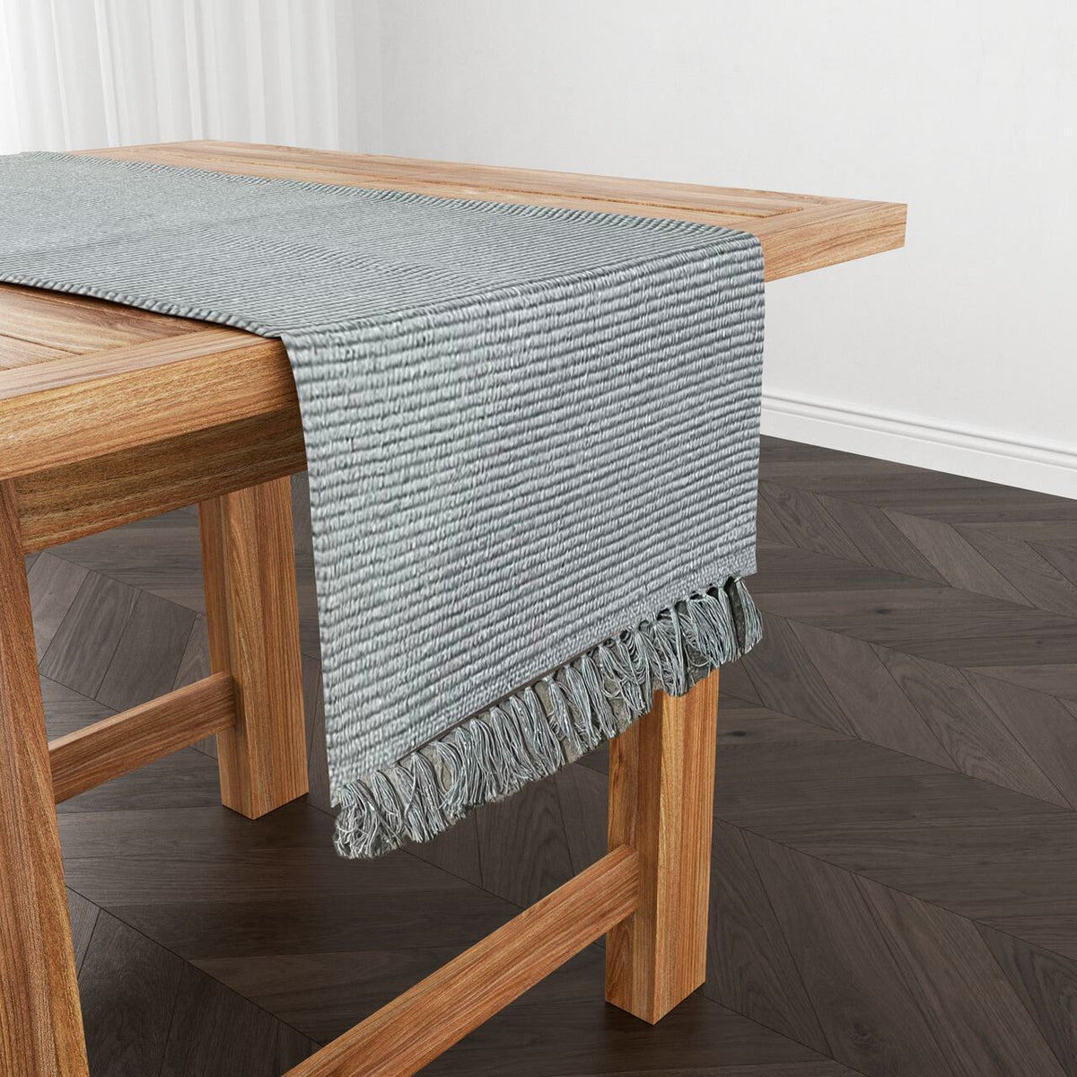 Caminho de Mesa Linha com Fio Lurex Cinza 1,5m