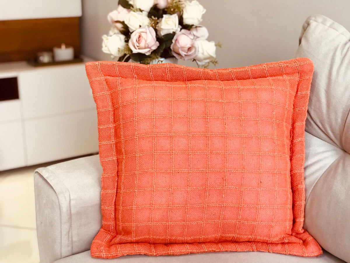 Capa de Almofada Decorativa em Algodão Lisa Laranja 45x45