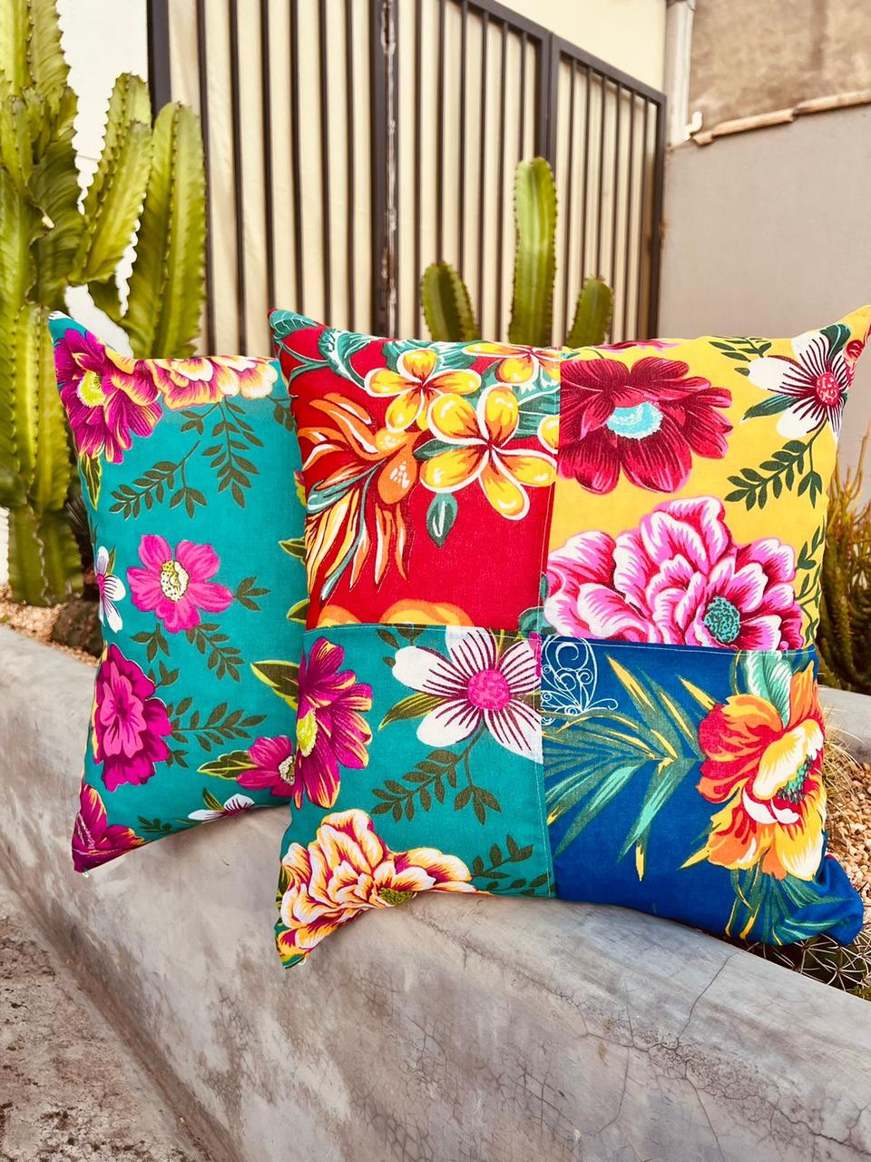 Capa para Almofada em Retalho Chita Dupla Face Tifanny 45x45